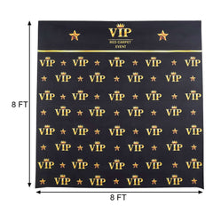 8ftx8ft VIP Red Carpet Event Gold Crown Star Hollywood Vinyl Photography Backdrop - Black Gold