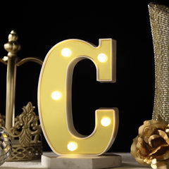 3D Marquee Letter "C" Warm White 5 LED Lights Gold - Chic Light-Up Decor for Events 6"