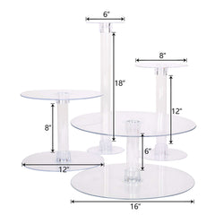 4-Tier Acrylic Round Cake Stand Set Clear - Chic Sturdy Cupcake Holder Dessert Display Pedestal inAssorted Sizes for Wedding Buffet & Catering Displays