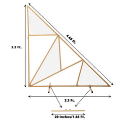 3ft Tall Gold Metal Triangular Geometric Flower Frame Prop Stand, Wedding Backdrop Floor Stand With Cloudy Film Insert