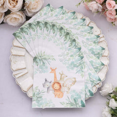 20-Pack Paper Beverage Napkins with Safari Animal Print - Jungle Theme 2 Ply Disposable Party Napkins 5"x5" 18GSM