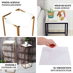 Set of 4 Acrylic Plexiglass Sheets Square Top Plates Assorted Sizes White - Protective Film Coating 3mm Thick