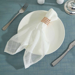 5 Pack Faux Linen 20"x20" Napkins White - Slubby Textured & Wrinkle Resistant Cloth Napkins for Rustic Boho Tablescapes