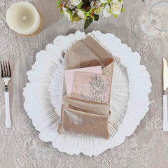 6-Pack Acrylic Plastic Round Charger Plates 13" in White with Reef Design, Classy Dinner Party Charger Tableware