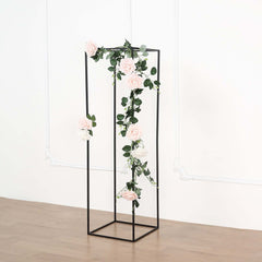2-Pack Wedding Flower Stand Matte Black Metal Geometric Column Frame Rectangular - Versatile Floral Pedestal for Upscale Arrangements 48"