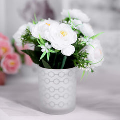 4 Bushes White Artificial Silk Peony Flower Bouquet Arrangement