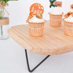 Wooden Cake Cupcake Stand Natural Wood Slice Design - Cheese Board Serving Tray with Hairpin Legs 12" Square