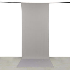 Silver 4-Way Stretch Spandex Event Curtain Drapes, Wrinkle Free Backdrop Event Panel with Rod Pockets - 5ftx14ft