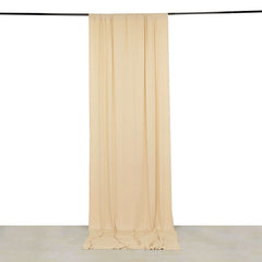 Beige 4-Way Stretch Spandex Event Curtain Drapes, Wrinkle Free Backdrop Event Panel with Rod Pockets - 5ftx12ft