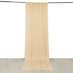 Beige 4-Way Stretch Spandex Event Curtain Drapes, Wrinkle Free Backdrop Event Panel with Rod Pockets - 5ftx14ft