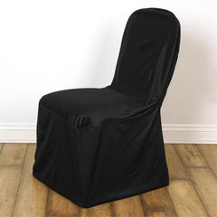 Scuba Stretch Chair Cover Black for Banquet Chairs Slim Fit Design - Wrinkle Free and Durable Slipcover
