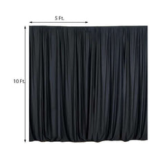 2 Pack Black Scuba Polyester Event Curtain Drapes, Durable Flame Resistant Backdrop Event Panels Wrinkle Free with Rod Pockets - 10ftx10ft