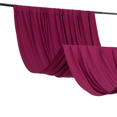 Burgundy 4-Way Stretch Spandex Event Curtain Drapes, Wrinkle Free Backdrop Event Panel with Rod Pockets - 5ftx14ft