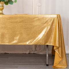 Sequin Dots Polyester 60"x126" Rectangle Tablecloth Shimmering Gold - Wrinkle Free & Sparkling Table Cover for Stylish Event Decor