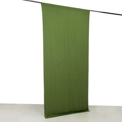 Olive Green 4-Way Stretch Spandex Event Curtain Drapes, Wrinkle Free Backdrop Event Panel with Rod Pockets - 5ftx10ft