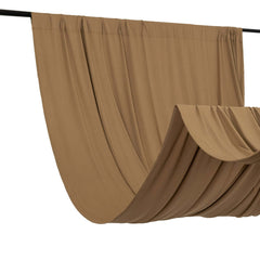 Taupe 4-Way Stretch Spandex Event Curtain Drapes, Wrinkle Free Backdrop Event Panel with Rod Pockets - 5ftx10ft