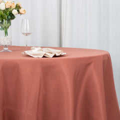 Premium Polyester 108" Round Tablecloth Terracotta (Rust) - Wrinkle-Resistant 220GSM Table Cover
