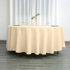 Polyester 108" Round Tablecloth Beige - Wrinkle-Resistant Table Cover