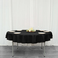 Premium Polyester 70" Round Tablecloth Black - Stain and Wrinkle-Resistant 220GSM Table Cover