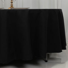 Cotton Blend 108" Round Tablecloth Black - Wrinkle-Resistant Design