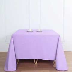 Polyester Square 90"x90" Tablecloth Lavender Lilac - Wrinkle-Resistant & Durable Table Cover
