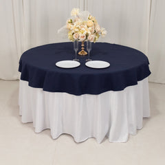 Cotton Blend 70" Round Tablecloth Navy Blue - Wrinkle-Resistant Table Cover