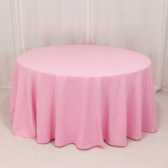 Premium Polyester 120" Round Tablecloth Pink - Seamless 220GSM Wrinkle-Resistant Table Cover