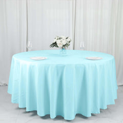 Polyester 108" Round Tablecloth Light Blue - Wrinkle-Resistant Table Cover