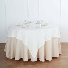 Linen 72"x72" Table Overlay Square Tablecloth White - Slubby Textured Wrinkle-Resistant Design for Stylish Occasions