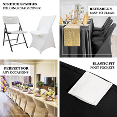Stretch Spandex Chair Cover Ivory for Lifetime Folding Chairs - Wrinkle Resistant Snug Fit Slipcover with Foot Pockets