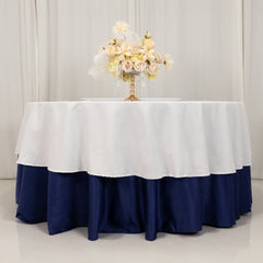Cotton Blend 90" Round Tablecloth White - Wrinkle-Resistant Design for Versatile Settings