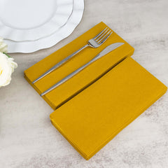 20-Pack Paper Linen-Like Napkins Gold - Disposable Hygienic Airlaid Guest Towels 8.5"x4"