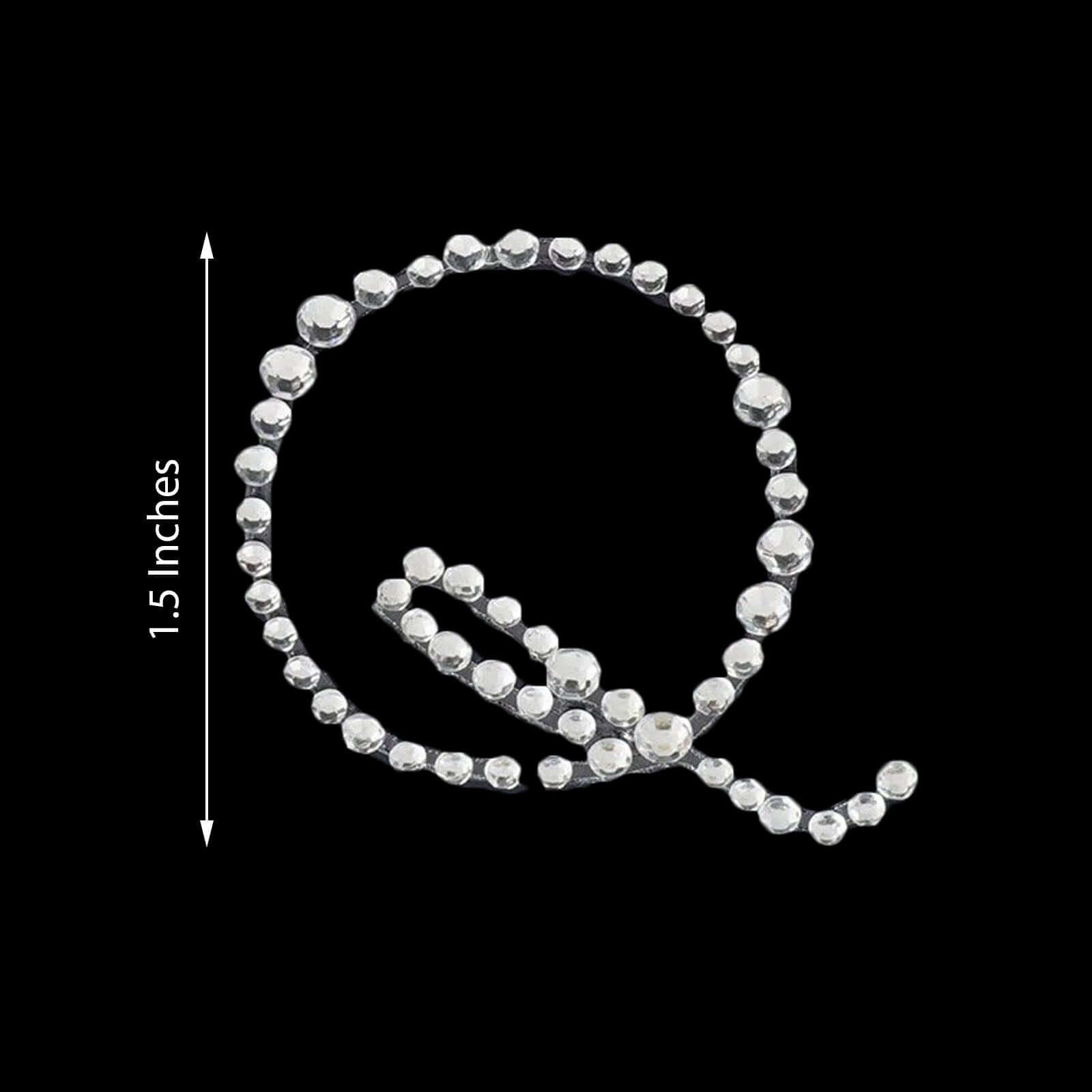 12 Pack 1.5" Clear Rhinestone Monogram Letter Jewel Sticker Self Adhesive DIY Diamond Decor - Q