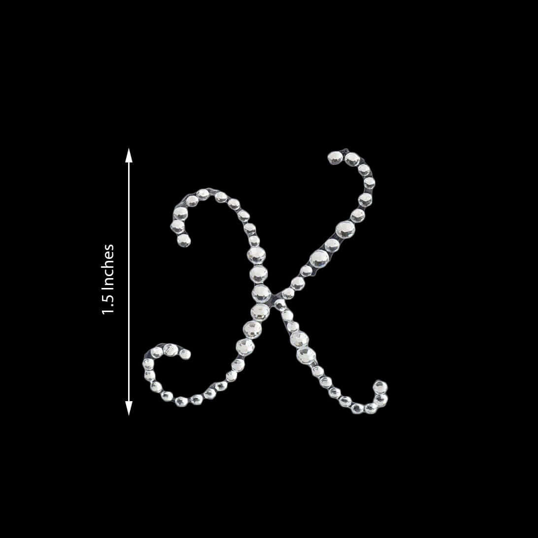 12 Pack 1.5" Clear Rhinestone Monogram Letter Jewel Sticker Self Adhesive DIY Diamond Decor - K