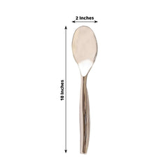 10-Pack Plastic Serving Spoons Silver - Food Safe Durable Large Disposable Classic Serving Utensils with Shiny Metallic Finish for Buffet & Party Tables 10"