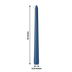 12-Pack Taper Candles Premium Wax Design Navy Blue - Unscented Candles for Upscale Settings 10"