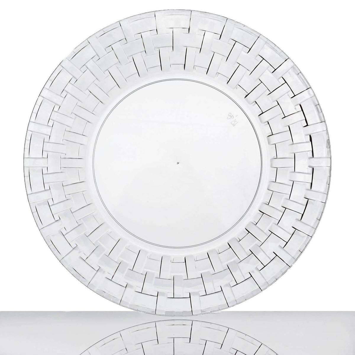 10-Pack Plastic Dinner Plates Clear Basketweave Rim - Durable Disposable Dinner Plates 10"
