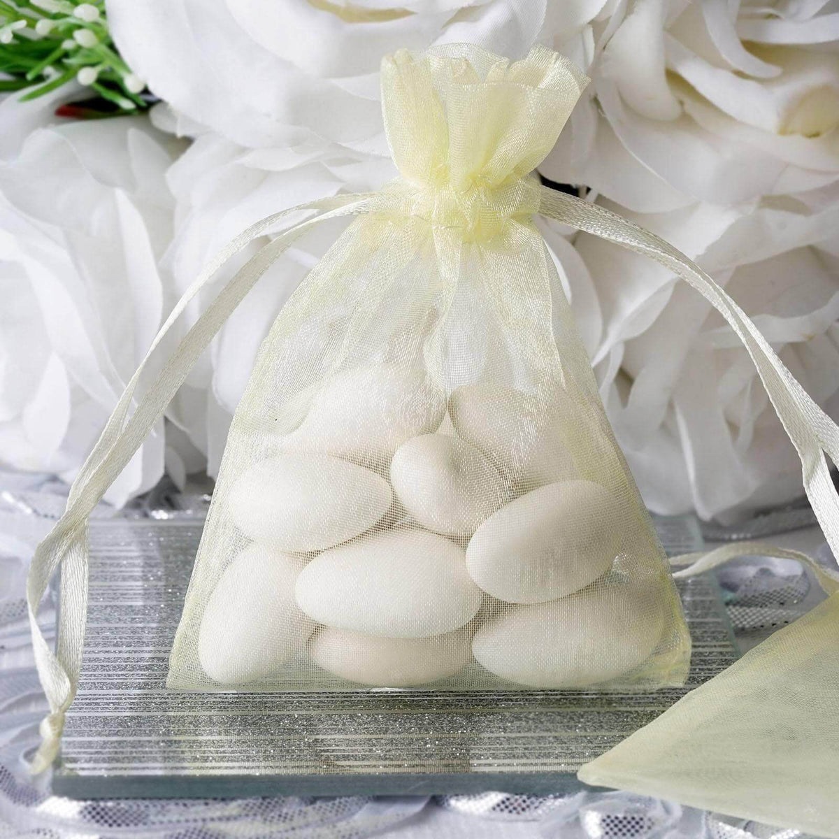 10 Pack 3"x4" Yellow Organza Drawstring Wedding Party Favor Gift Bags- Clearance SALE