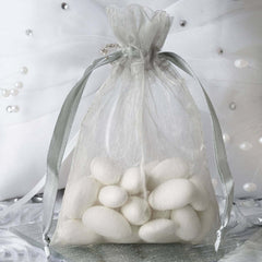 10 Pack 4"x6" Silver Organza Drawstring Wedding Party Favor Gift Bags