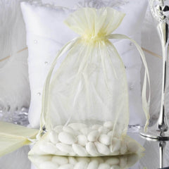 10 Pack 6"x9" Yellow Organza Drawstring Wedding Party Favor Gift Bag