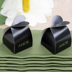 100 Pack 2" Black Heart Top Party Favor Candy Gift Boxes