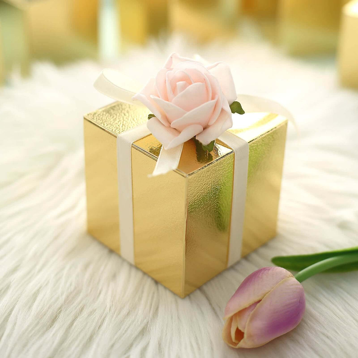 100 Pack 3" Easy DIY Gold Party Or Shower Favor Candy Gift Boxes