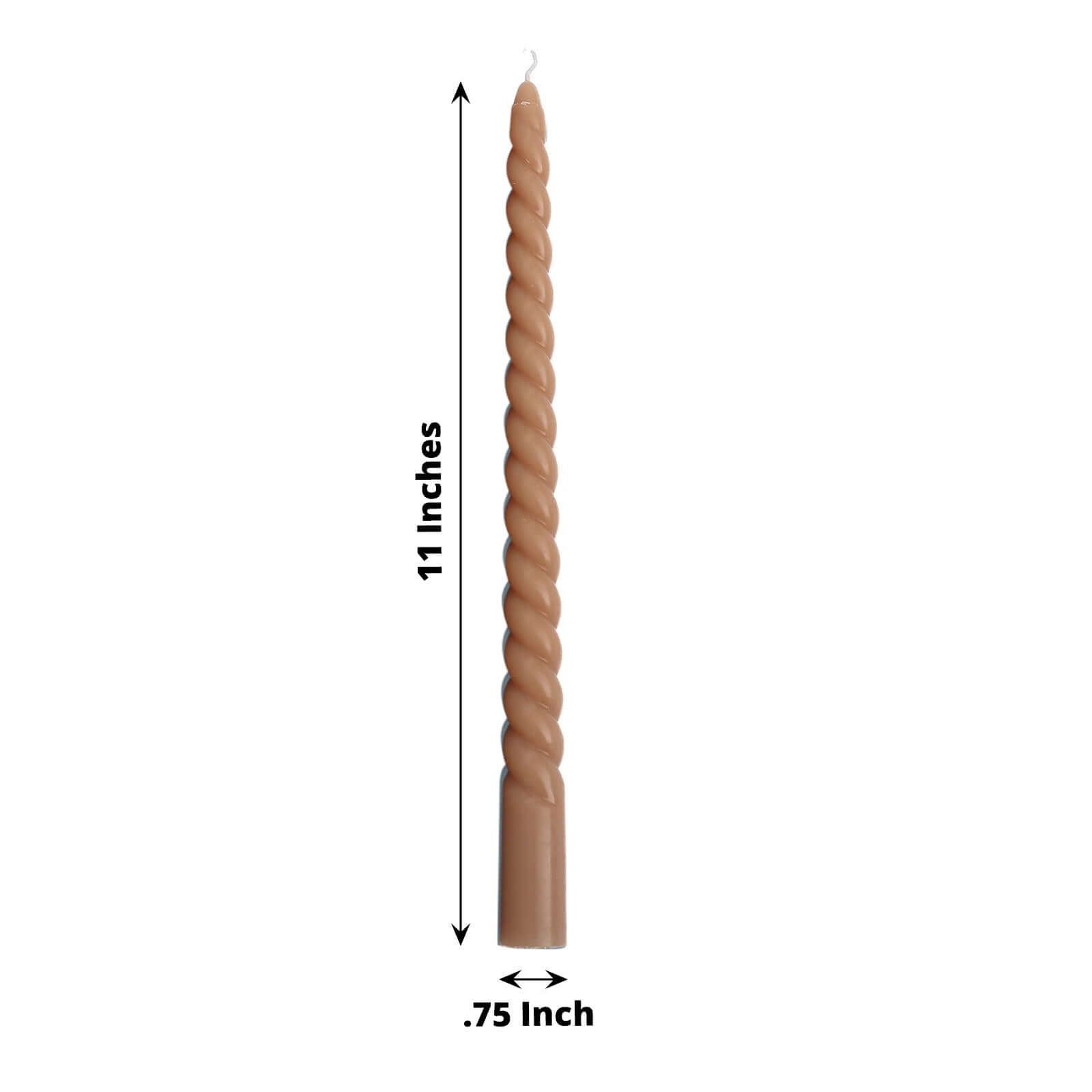 12-Pack Taper Candles Spiral Long Burn Wick Design Beige - Premium Unscented Wax Dinner Candle Sticks 11"