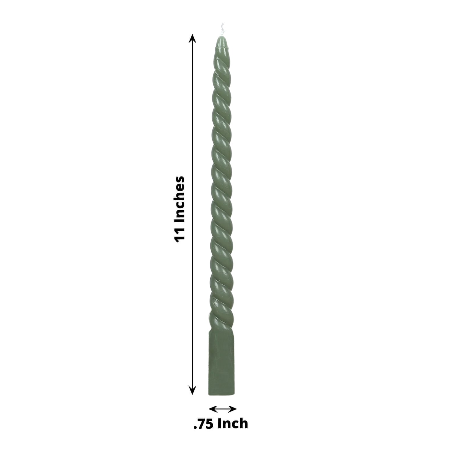 12 Pack 11" Dusty Sage Green Premium Unscented Spiral Wax Taper Candles, Long Burn Wick Dinner Candle Sticks
