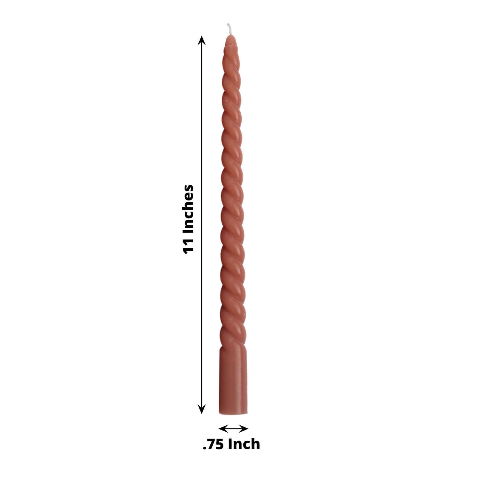 12-Pack Taper Candles Spiral Long Burn Wick Design Dark Nude - Premium Unscented Wax Dinner Candle Sticks 11"