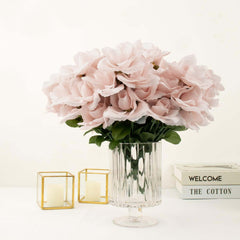 12 Bushes Blush Artificial Premium Silk Blossomed Rose Flowers 84 Roses