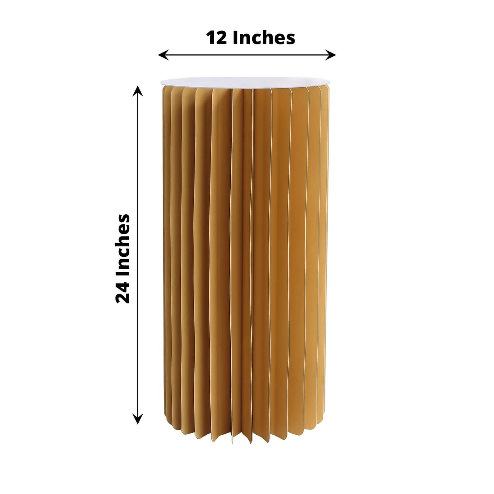 24" Gold Cylinder Display Column Stand, Pillar Pedestal Stand With Top Plate