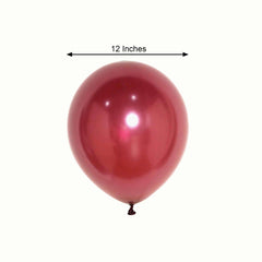 25 Pack 12" Shiny Pearl Burgundy Latex Helium or Air Balloons