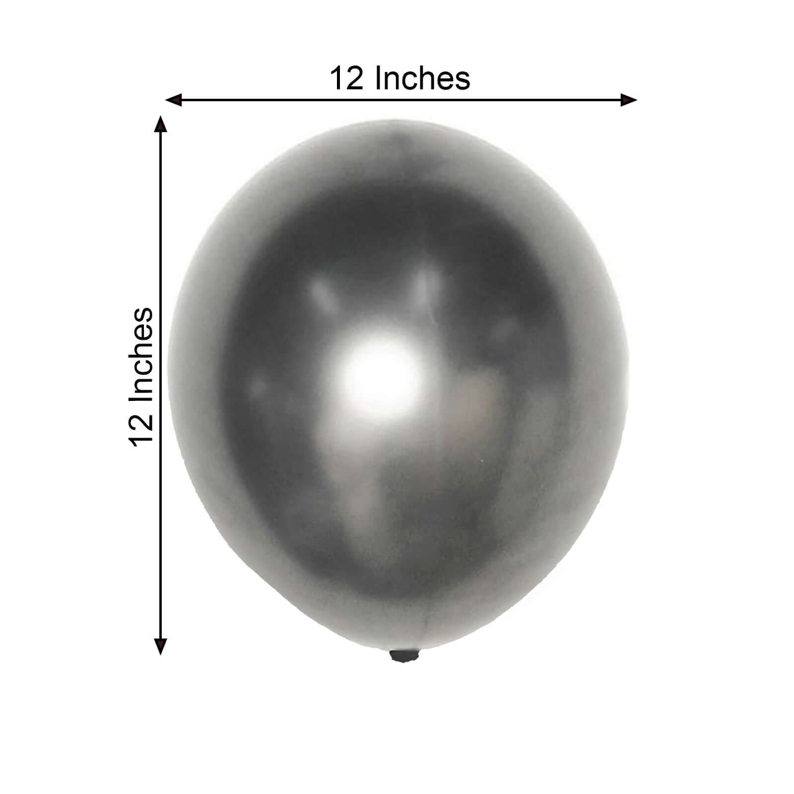 25 Pack 12" Metallic Chrome Charcoal Gray Latex Helium Air Balloons