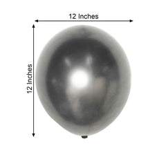 25 Pack 12" Metallic Chrome Charcoal Gray Latex Helium Air Balloons